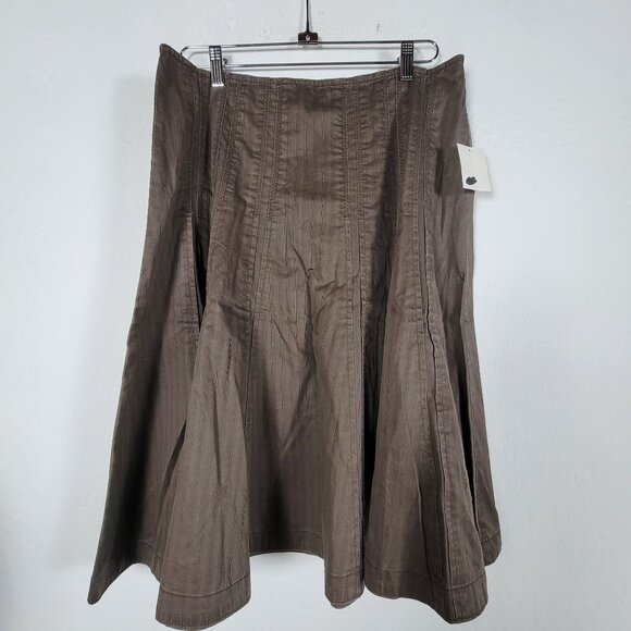 CAbi Womens Palapa Driftwood Skirt Size 12 Brown A-Line Flared Hem New #956 - Picture 1 of 10